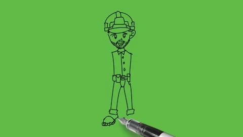 Draw beard man standing with earphone and speaker show thumbs up like sign up Stock Footage 233273122