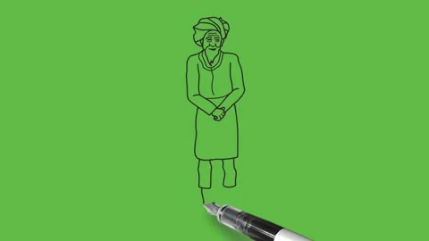 Draw beard old man wearing ferozi long kurta, brown lower, footwear and turban 库存影片 219571152
