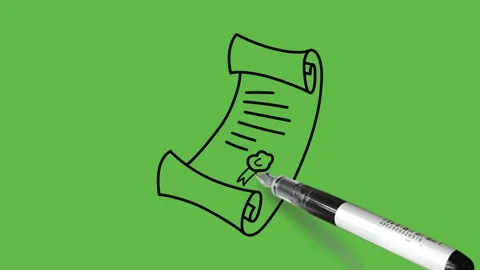 Draw big written paper some fold from sides and tag on it with black outline Video stock 237373224