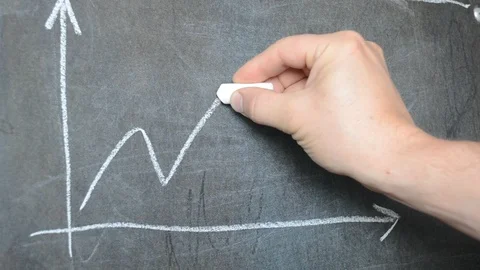 Draw on the blackboard with chalk. We draw infographics. Stock Footage 113692042