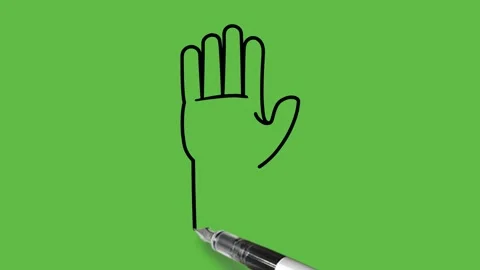 Draw body part of human open hand with blue color combination with black pen 動画素材 211389071