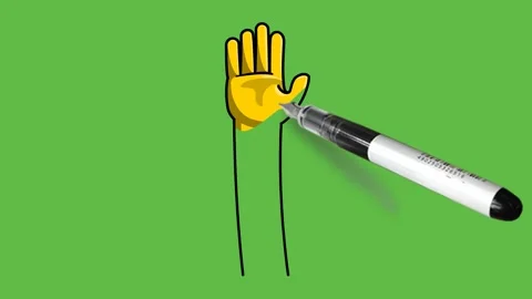 Draw body part of human open hand with long arm in yellow and brown color 库存影片 211389104