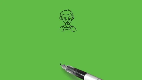 Draw boy hold big size rectangular shape blank board with both hands Video stock 233272128