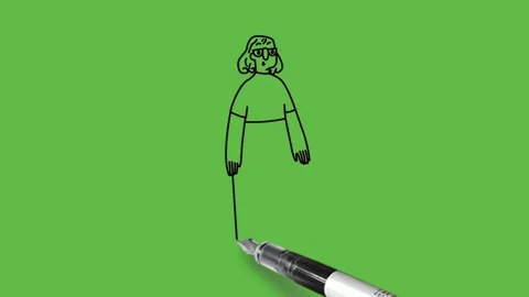 Draw boy hold his both open hands down together wearing red shirt, grey trouser Vidéo 226593541