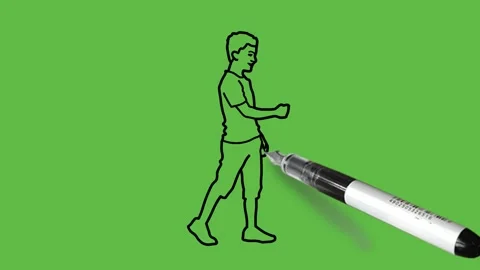 Draw boy hold rose flower in right hand and left down wear green shirt, knicker Vidéo 226594673