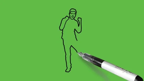 Draw boy standing lean forward slightly bend left leg fold arms with close hands Vidéo 229480240