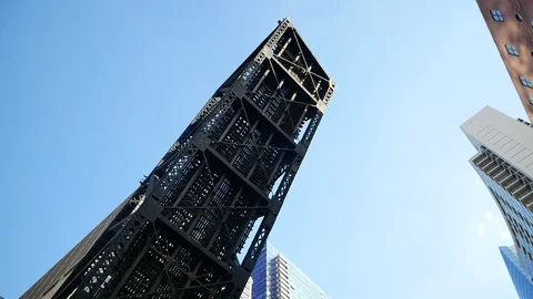 Draw Bridge on the Chicago River Stock Footage 81367855