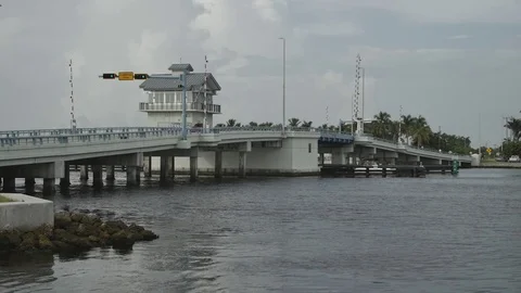 Draw Bridge in Coastal Area Stock Footage 78021496
