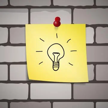 Draw bulb on paper note Stock Illustration