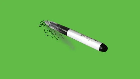 Draw carpenter strike with hammer to do wooden work on wall with black outline Video stock 247399761