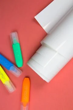 Draw with chalk writing draw and paint on a colored background Stock Photos
