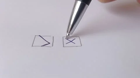 Draw a checklist box for the yes and no with a pencil Stock Footage 150666245