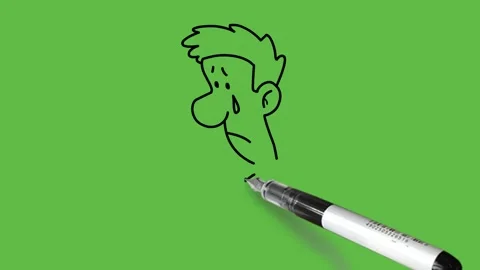 Draw close sad face of young man of roun... | Stock Video | Pond5
