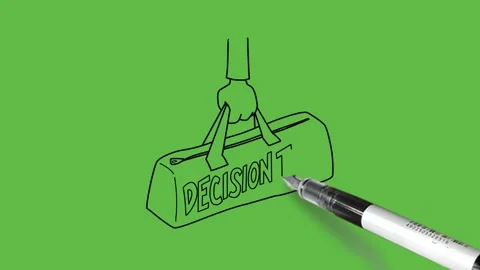 Draw close view of decision tools bag carry by young man with black outline Видео 236228489