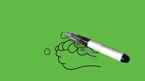 Draw close view of handshake with pleasure with black outline on green backgroun Video stock 236228471