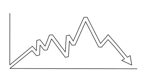 Draw a continuous line of the down trend chart. The concept of crisis Stock Illustration