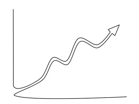 Draw a continuous line of the growth graph. investment and finance concept Stock Illustration