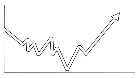 Draw a continuous line of the growth graph. Bull market concept. vector Stock Illustration
