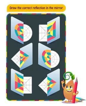 Draw the correct reflection Illustrazione stock