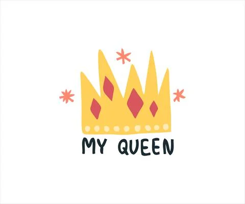 Draw crown. My queen. Simple cartoon icon Stock Illustration