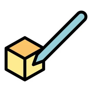 Draw cube icon vector flat Stock Illustration