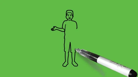 Draw dark stand straight open arms from elbow outside and open hands wear shirt, Видео 226594415