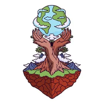 Draw Earth Hand Save Vector illustration art 스톡 일러스트