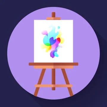 Draw easel icon with canvas, vector flat art icon 스톡 일러스트
