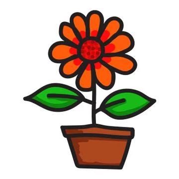 Draw flower icon Stock Illustration