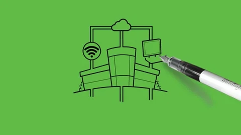 Draw four electric devices like mobile, computer, tablet connected with internet 動画素材 244797939