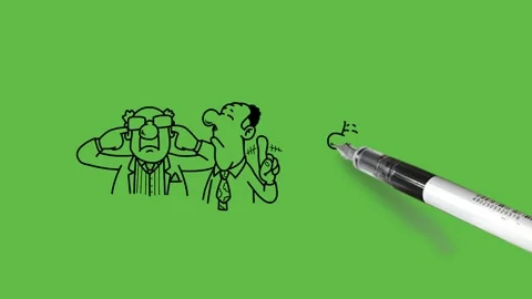 Draw four people in different posture like close his ear with both index finger, Vidéo 295056126