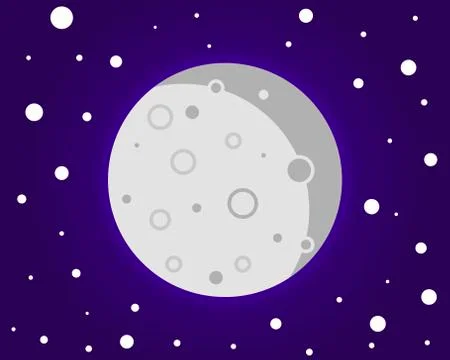 Draw a full moon with craters Stock Illustration