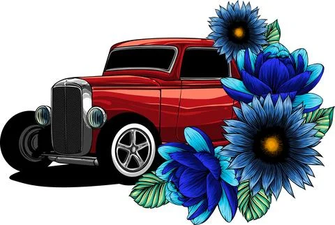Draw of hot rod car vector illustration design Stock Illustration
