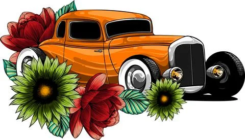 Draw of hot rod car vector illustration design Stock Illustration