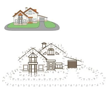 Draw house educational game vector illustration Stock Illustration