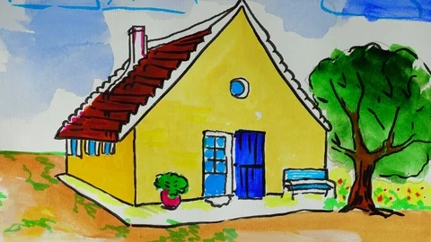 Draw house elements. Time lapse. Stock Footage 105604578