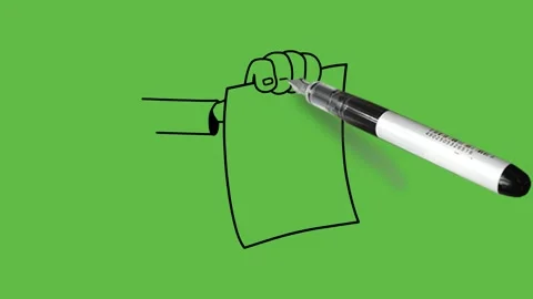 Draw human hand catching rectangle shape paper with red cross mark and show Video stock 244797148