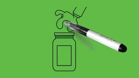 Draw human hand hold coin with thumb and index finger and drop it in bottle 動画素材 290510901