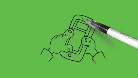 Draw human hand hold mobile nearby written FREE CONSULTATION in bold letters Video stock 293498540