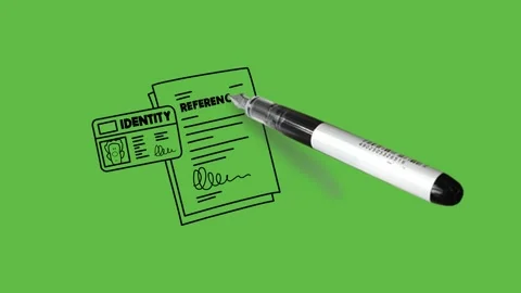 Draw IDENTITY card, REFERENCE book and CREDIT CHECK in rectangle shape Vídeos de archivo 244798053