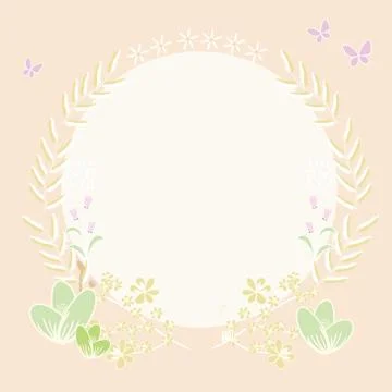 Draw illustration circle background and plant border Stock Illustration