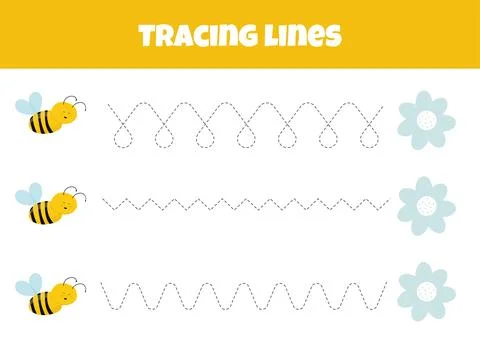 Draw A Line From Bee To Flower Ilustração Stock