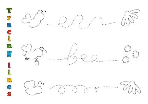 Draw A Line From Bee To Flower Ilustração Stock