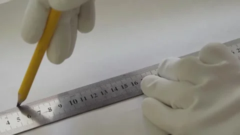 Draw a line with a ruler with a pencil Stock Footage 265163677