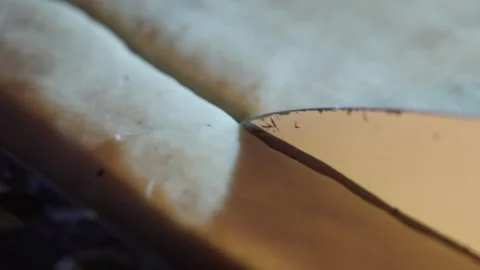 To draw lines on the dough with a knife 14 Stock Footage 320834636