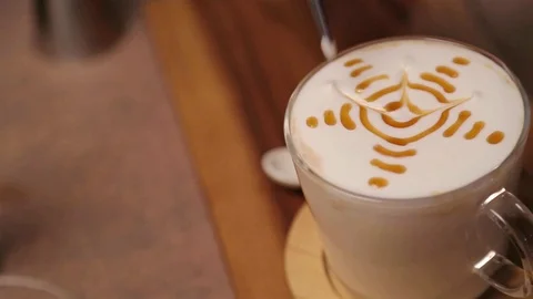 Draw the Lines in the Tea Latte Pattern Stock Footage 121714871