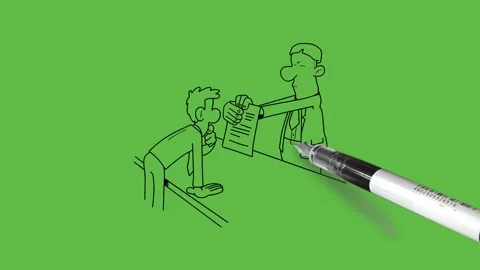 Draw man bend on table with support of right hand keep left hand on chin and see Stock-Footage 296098412