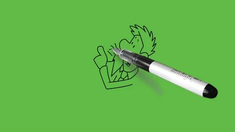 Draw man hold table calendar in left hand upward and pointed with index finger Video stock 253800001