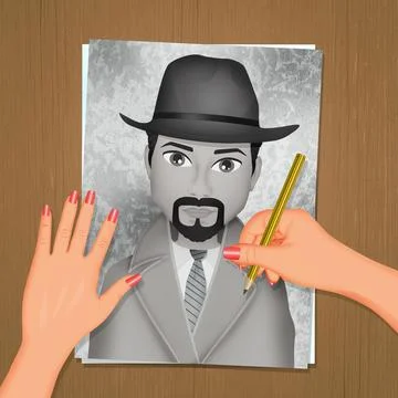 Draw a man identikit Stock Illustration