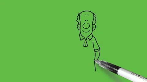 Draw man keep left hand back side on hip and right index finger straight forward Vidéo 295399569